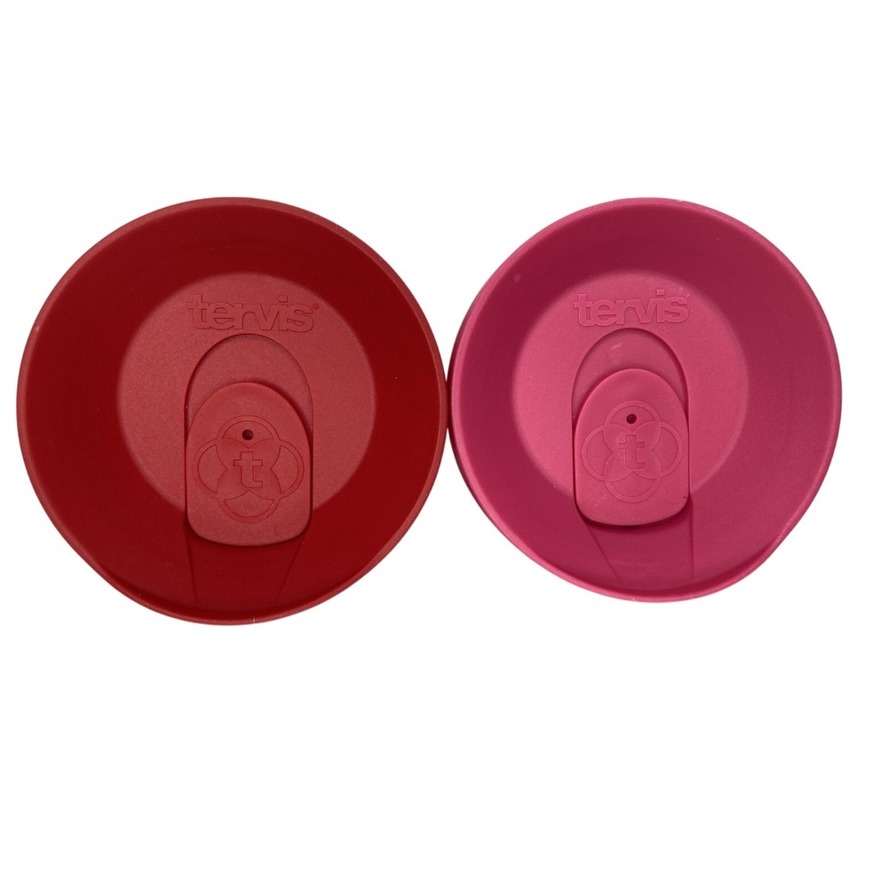 Tervis 16 oz Replacement Travel Lids Red Pink Lot of 2 Genuine OEM BPA Free